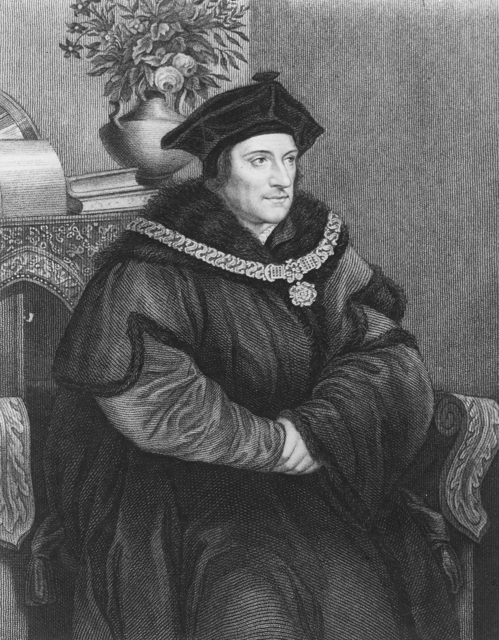 Sir Thomas More (1477-1535) (gravyr) av Hans Holbein der Jüngere