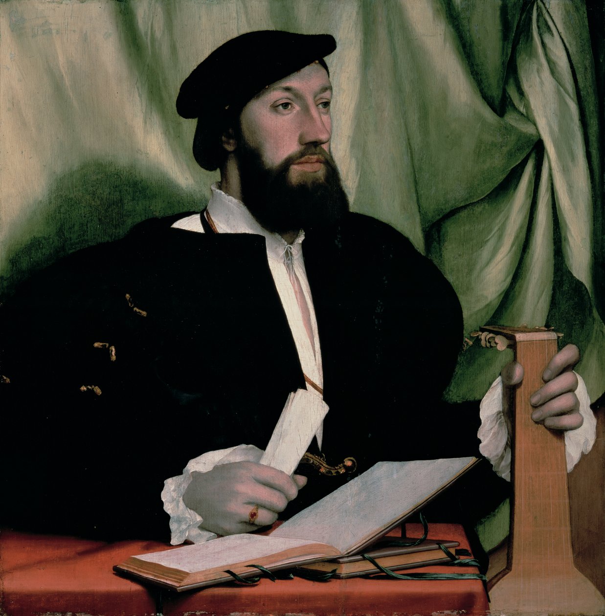 Okänd herre med musikböcker och luta, ca 1534 av Hans Holbein der Jüngere