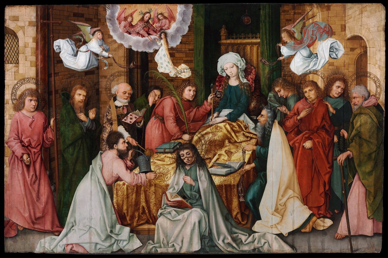 Dormition de la Vierge Marie - Jungfruns sovsal - Holbein, Hans, den äldre (1465-1524) - 1492 - Olja på trä - 150x 228,5 - Szepmuveszeti Muzeum, Budapest av Hans Holbein the Elder