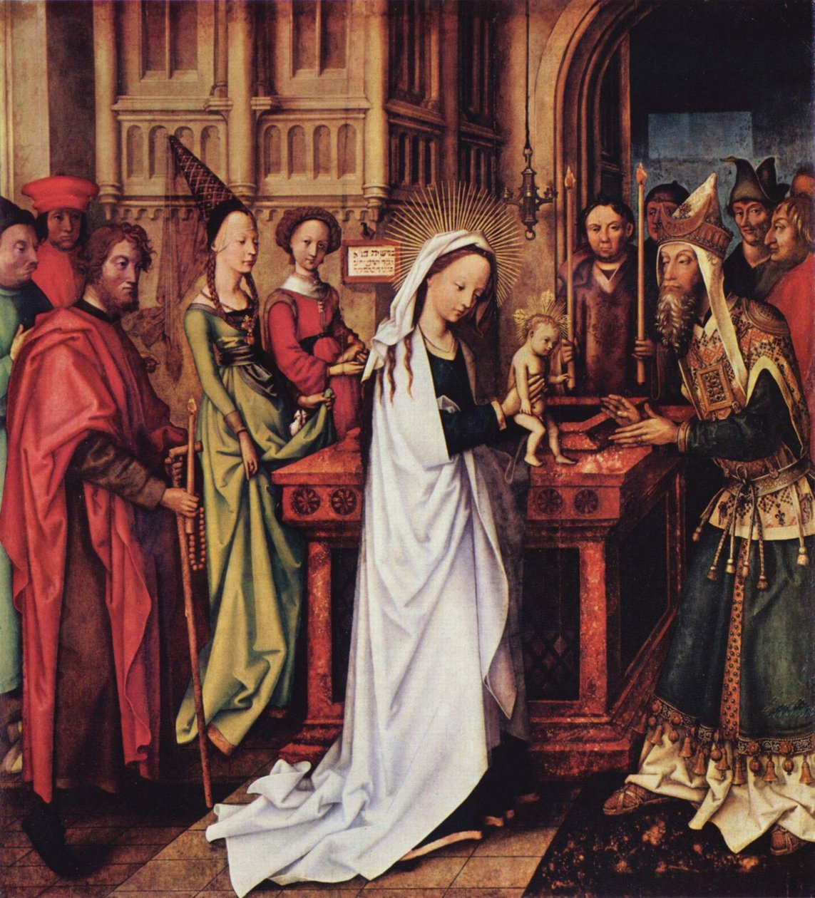 Tyska: Darstellung Christi im Tempel Dominikanernas altare, vänstra inre flygeln, nedre panelen: Framställningen av Kristus i templet av Hans Holbein the Elder