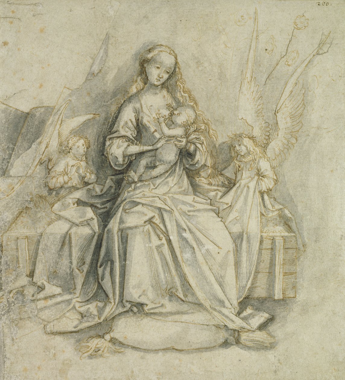 Madonna och barn (penna och brunt bläck med penna på papper) av Hans Holbein the Elder