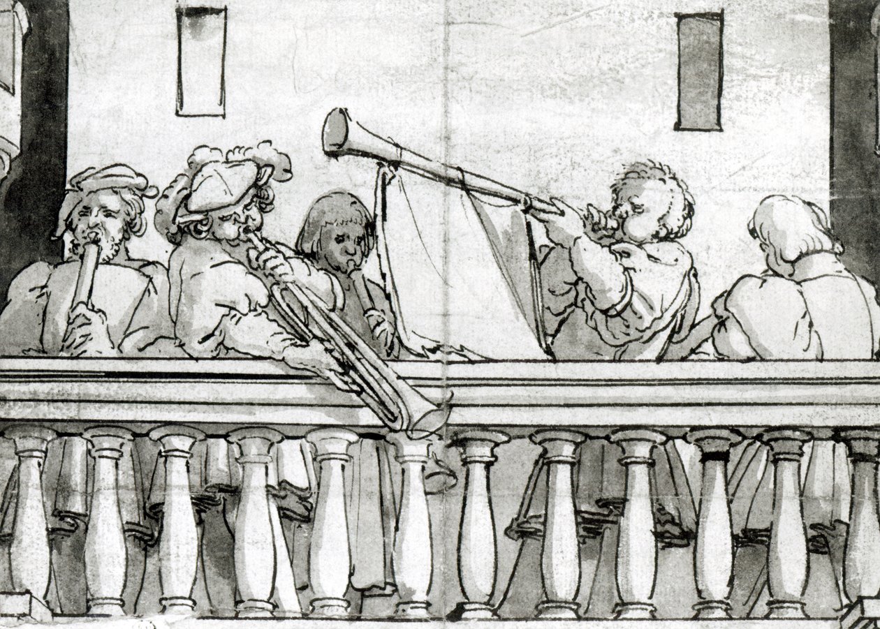 Musiker av Henrik VIII (penna och bläck på papper) av Hans Holbein the Elder