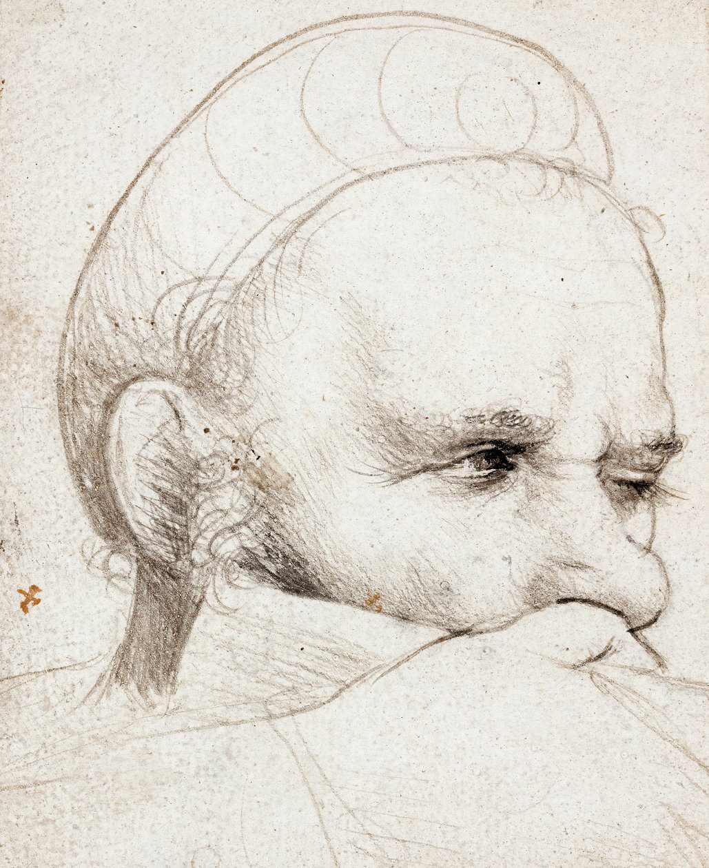 Huvudet på en armborstskytt tar sikte av Hans Holbein the Elder