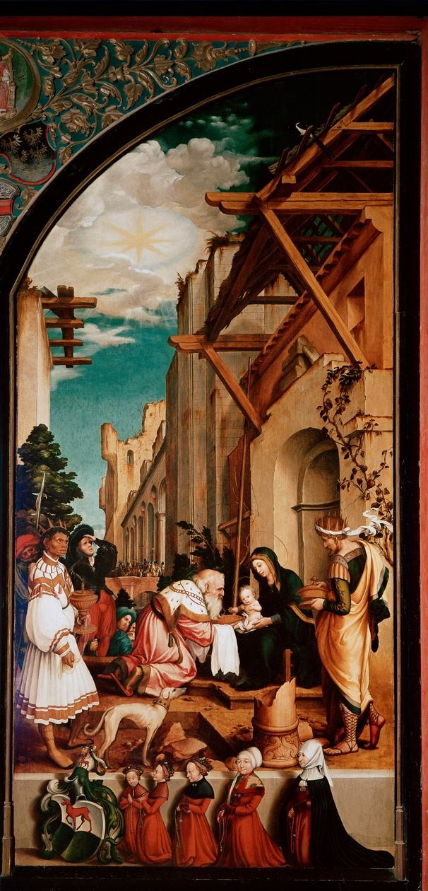 Altartavla Oberried: ”The Adoration of the Magi”” Detrempe på trä av Hans Holbein den unge (1497/8-1543) 1521-1522 Sön. 231x109 cm Cathedrale de Fribourg, Schweiz av Hans Holbein der Jüngere