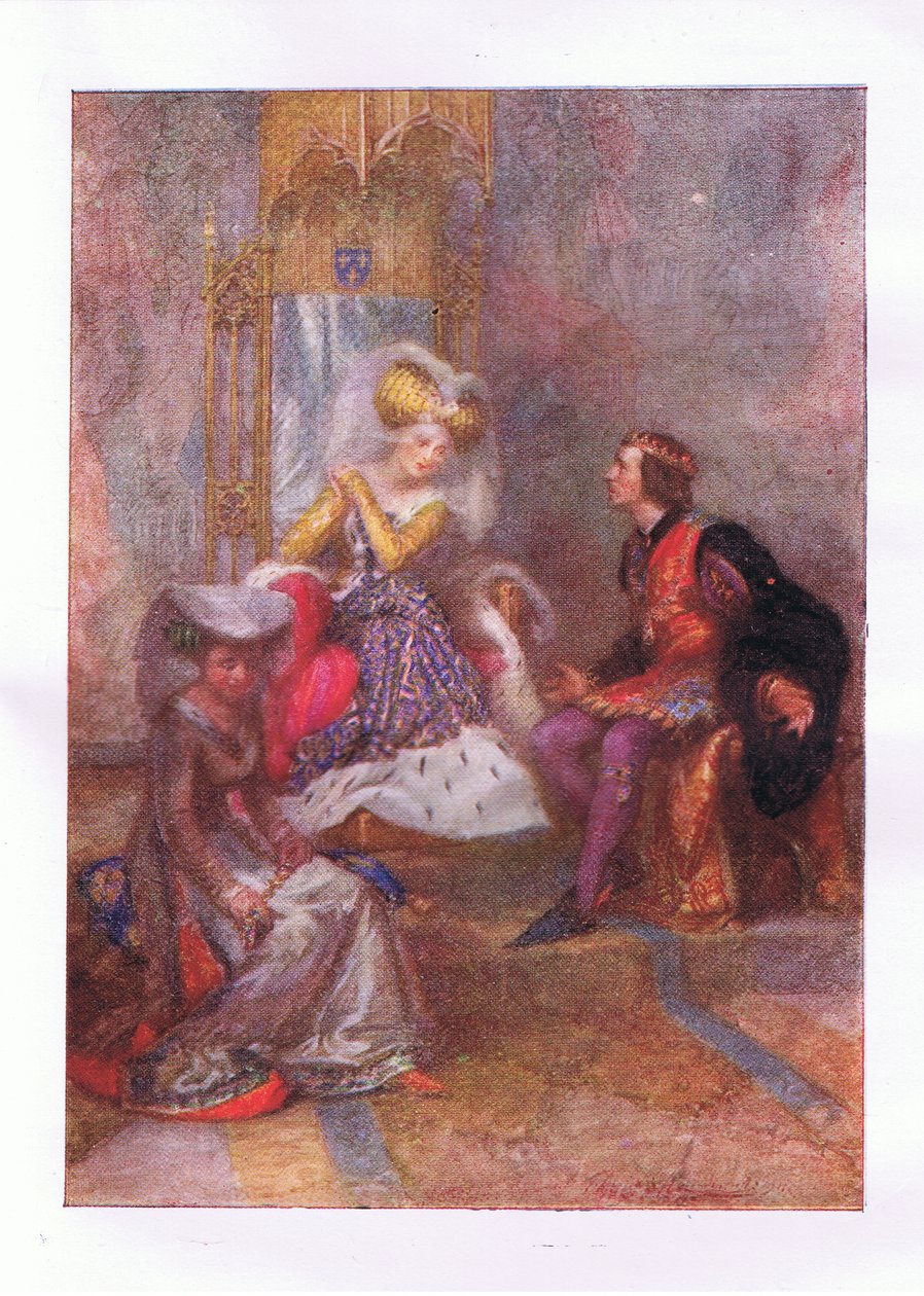 Och vad säger du då till min kärlek? (King Henry V), från The Complete Works of Shakespeare publicerad av George Harrap & Co Ltd, 1920-talet av Hans Holbein der Jüngere