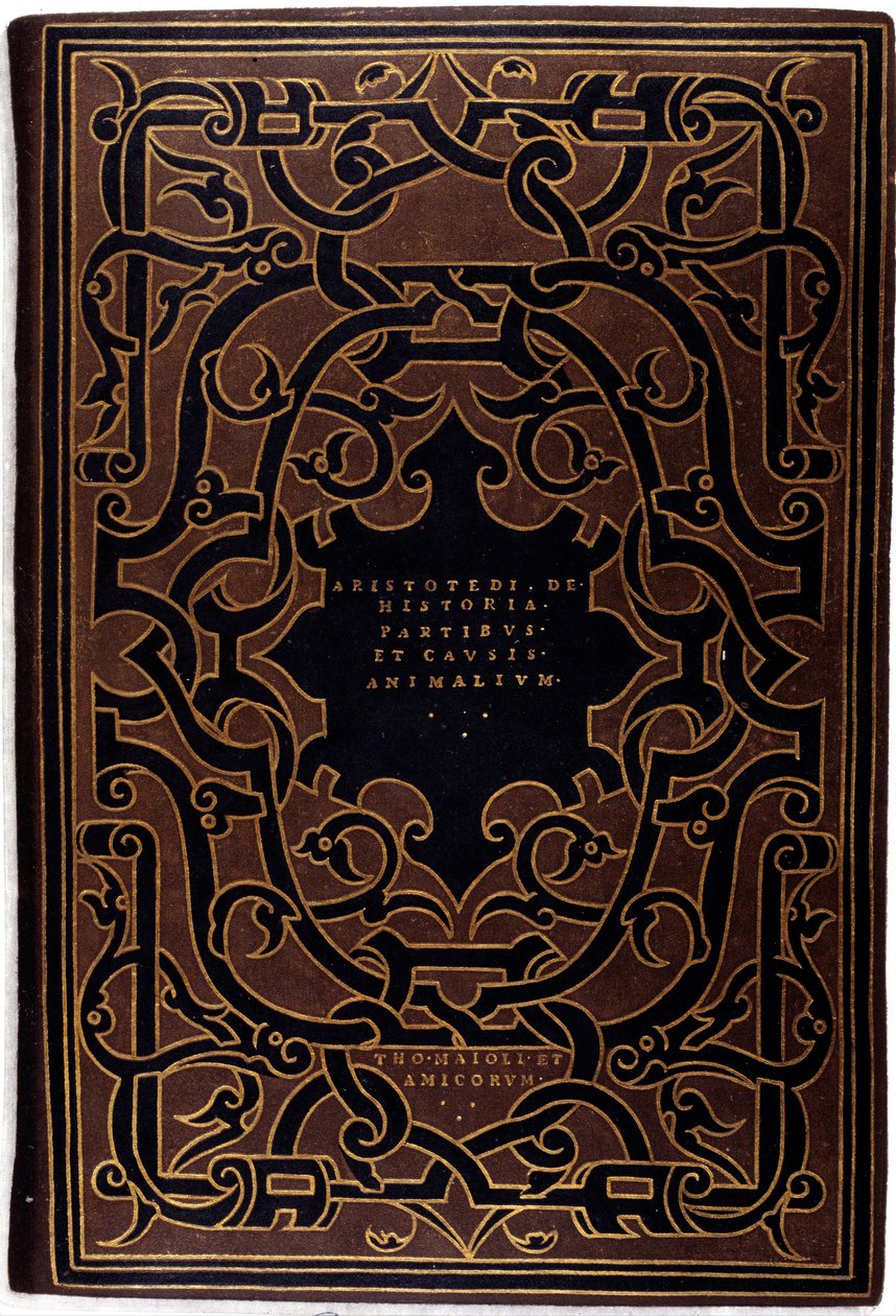 Bindning av samlingen "" Historier om Aristoteles och Theophrasti""" ritad av Hans Holbein den yngre (1497-1543) 1534 Paris, dekorativ konst av Hans Holbein der Jüngere