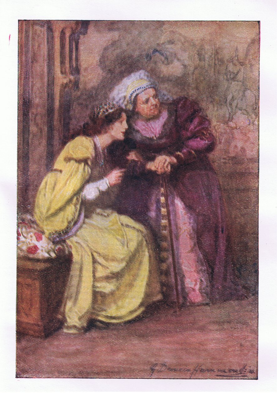 Kom hit sjuksköterska. Vad är din herre? (Romeo och Julia), från The Complete Works of Shakespeare publicerad av George Harrap & Co Ltd, 1920-talet av Hans Holbein der Jüngere