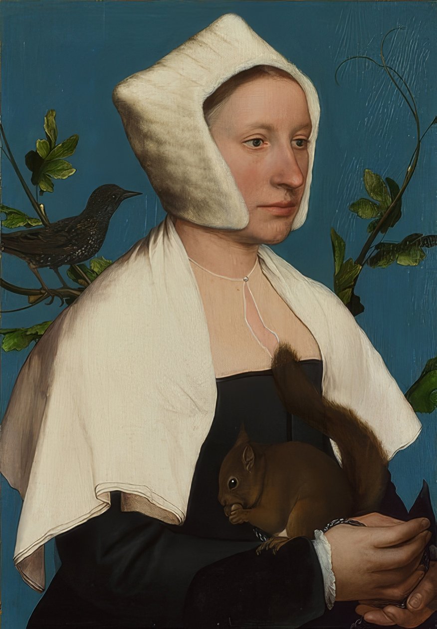 Dam med ekorre och stjärna (Anne Lovell?). Omkring 1526-28 av Hans Holbein der Jüngere