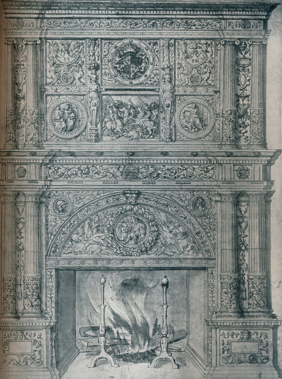 Ritning av skorstensstycke, c1537 av Hans Holbein der Jüngere