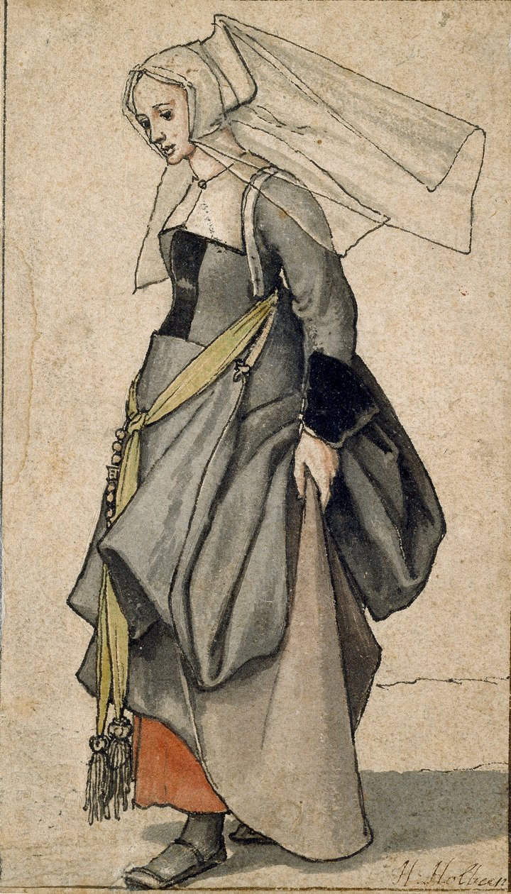 Figur av en ung engelsk kvinna i samtida klädsel, 1532-1543 av Hans Holbein der Jüngere