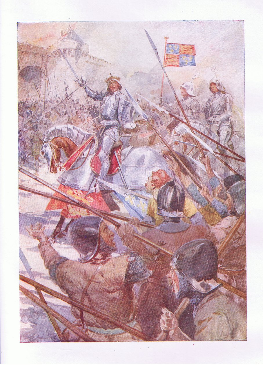 Gud för Harry! England och Saint George! (King Henry V), från The Complete Works of Shakespeare publicerad av George Harrap & Co Ltd, 1920-talet av Hans Holbein der Jüngere