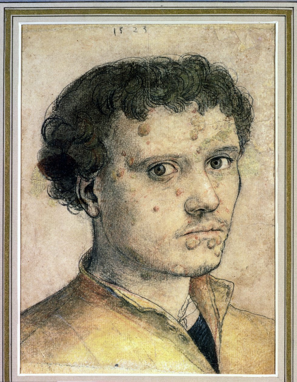 Head of a Young Man, 1523 (kritor, bläck och tvätt på papper) av Hans Holbein der Jüngere