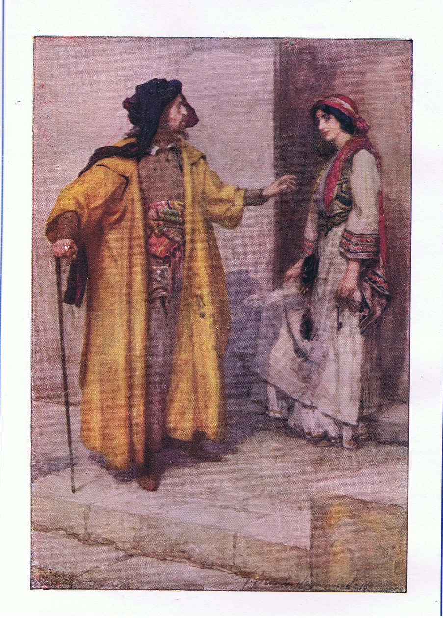 Hear you me, Jessica: lock up my doors (The Merchant of Venice), från The Complete Works of Shakespeare publicerad av George Harrap & Co Ltd, 1920-talet av Hans Holbein der Jüngere