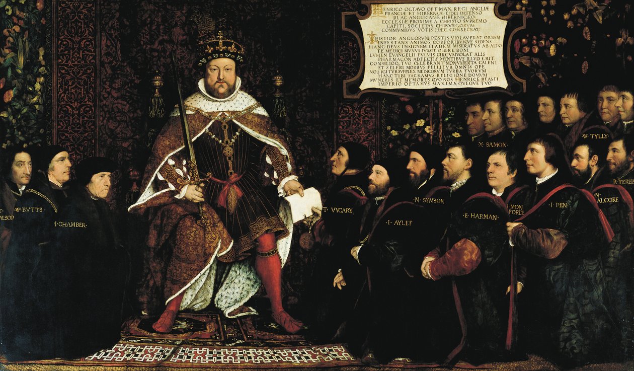 Henry VIII och frisörkirurger av Hans Holbein der Jüngere