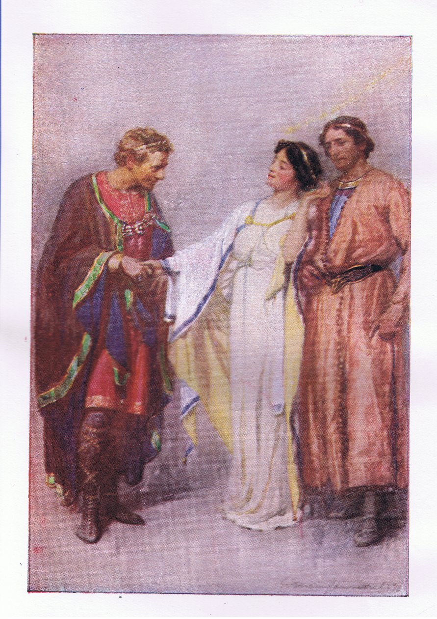 Hur säger du? Min fånge eller min gäst? (The Winters Tale), från The Complete Works of Shakespeare publicerad av George Harrap & Co Ltd, 1920-talet av Hans Holbein der Jüngere