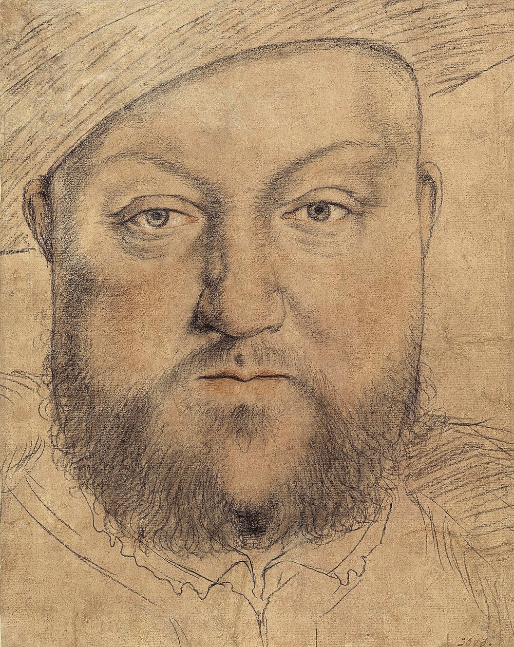 Porträtt av kung Henrik VIII (Henri VIII) av England av Holbein, Hans, den yngre (1497-1543), ca 1540 - Kol, pastell och sangvin på kartong - Staatliche Graphische Sammlung, München av Hans Holbein der Jüngere