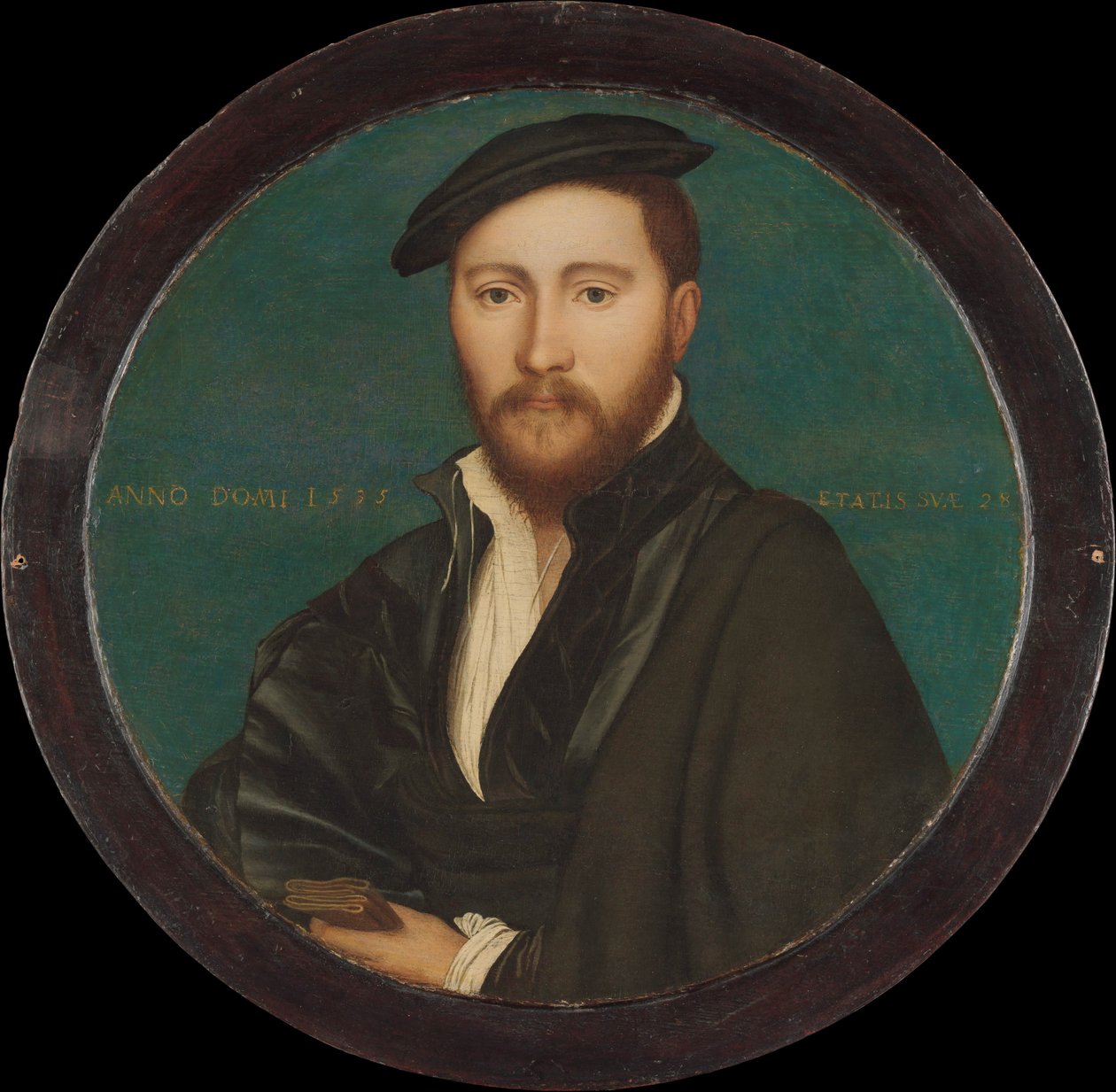 Porträtt av en man, 1535 (olja och guld på ek) av Hans Holbein der Jüngere