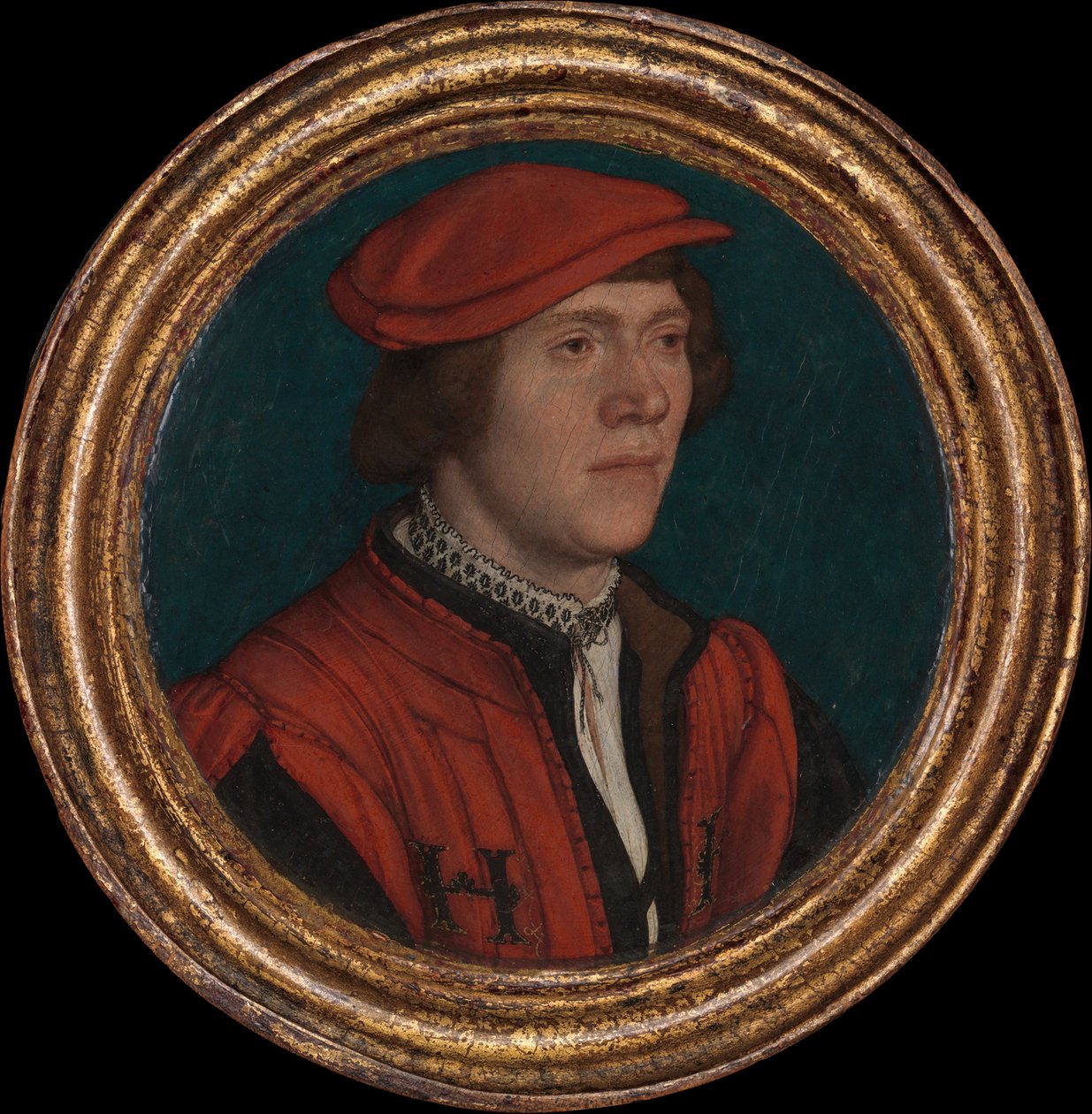 Porträtt av en man i en röd mössa, 1532-35 av Hans Holbein der Jüngere