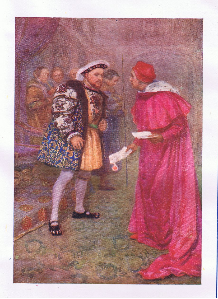 Läs om detta? och sedan till frukost med vilken aptit du har (Kung Henry VIII), från The Complete Works of Shakespeare publicerad av George Harrap & Co Ltd, 1920-talet av Hans Holbein der Jüngere