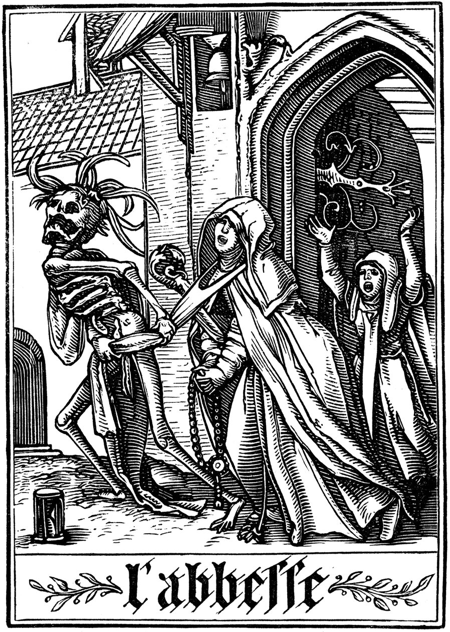 Abbedissan besökt av döden, 1538 av Hans Holbein der Jüngere