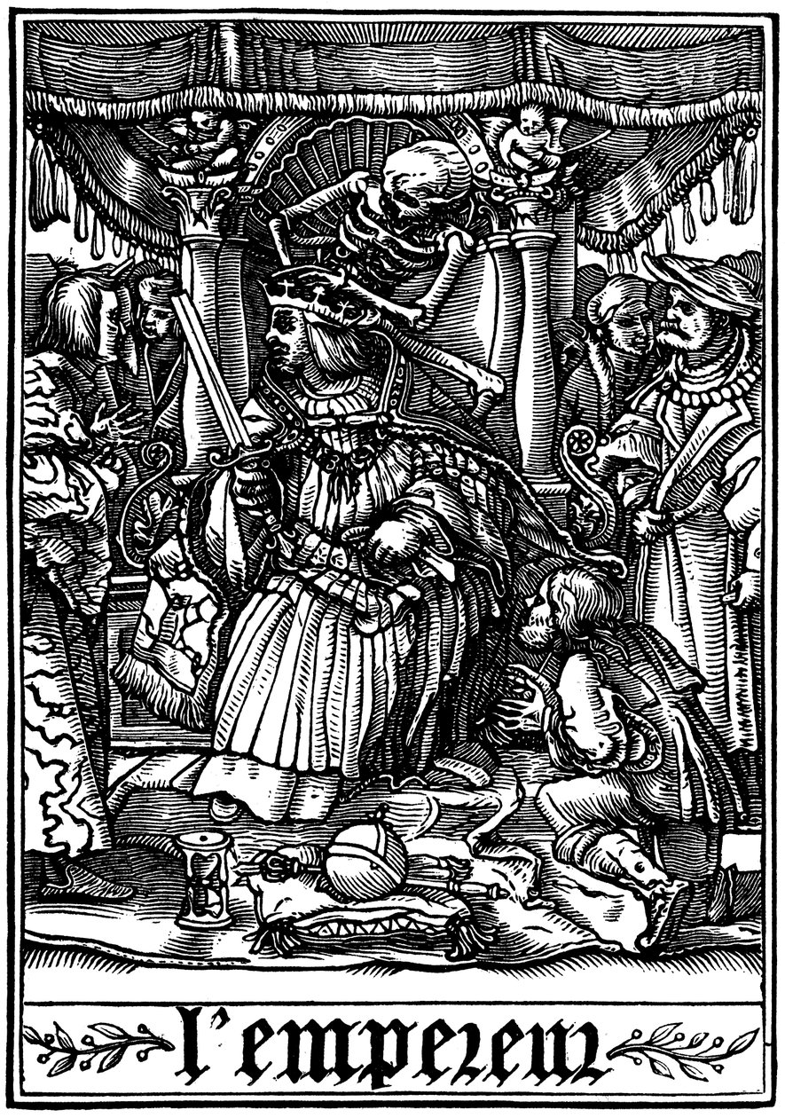 Kejsaren besöktes av döden, 1538 av Hans Holbein der Jüngere