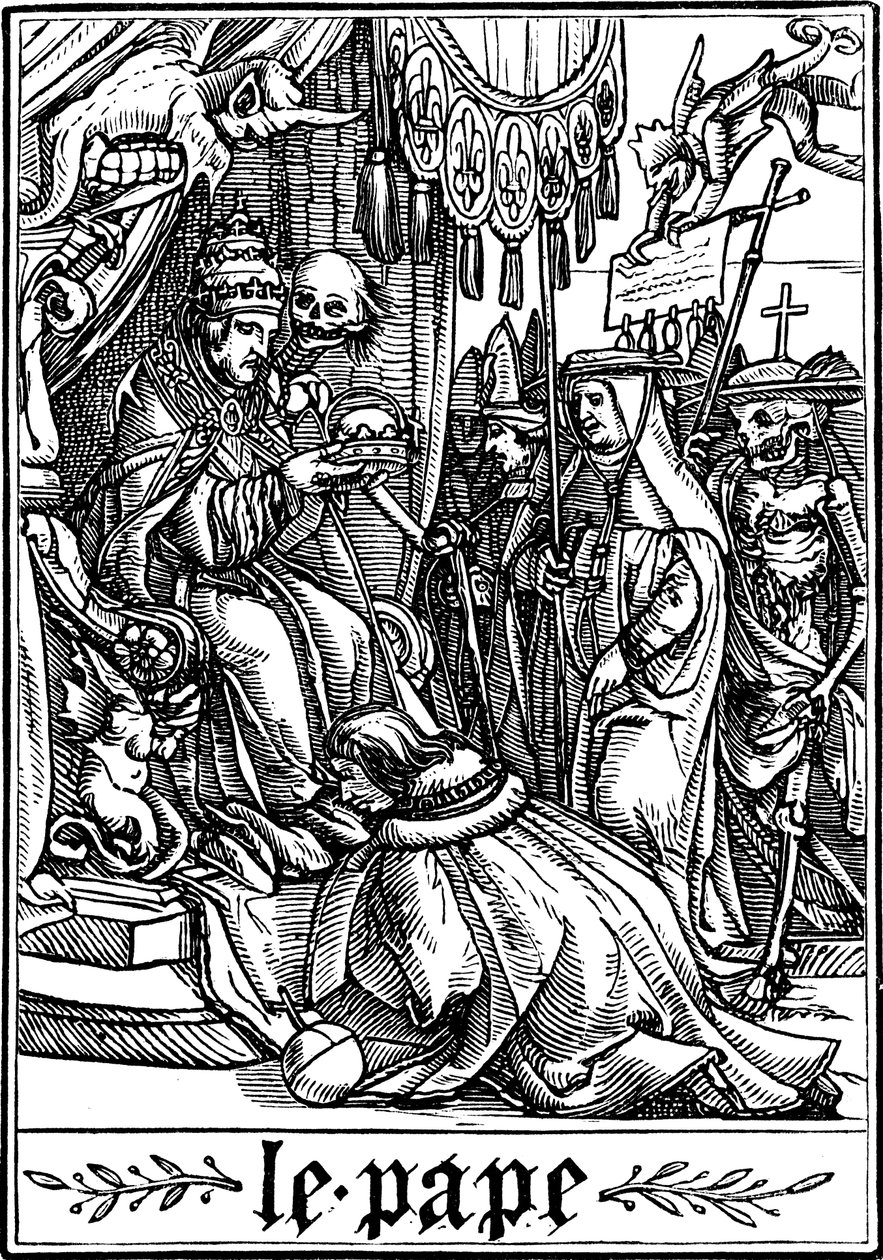 Påven besöktes av döden, 1538 av Hans Holbein der Jüngere