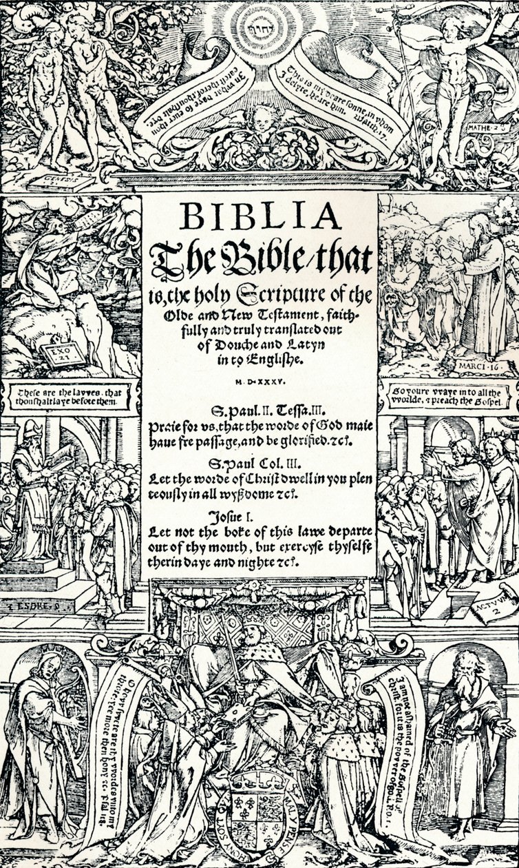 Titelsida av Coverdales English Bible, 1535 av Hans Holbein der Jüngere