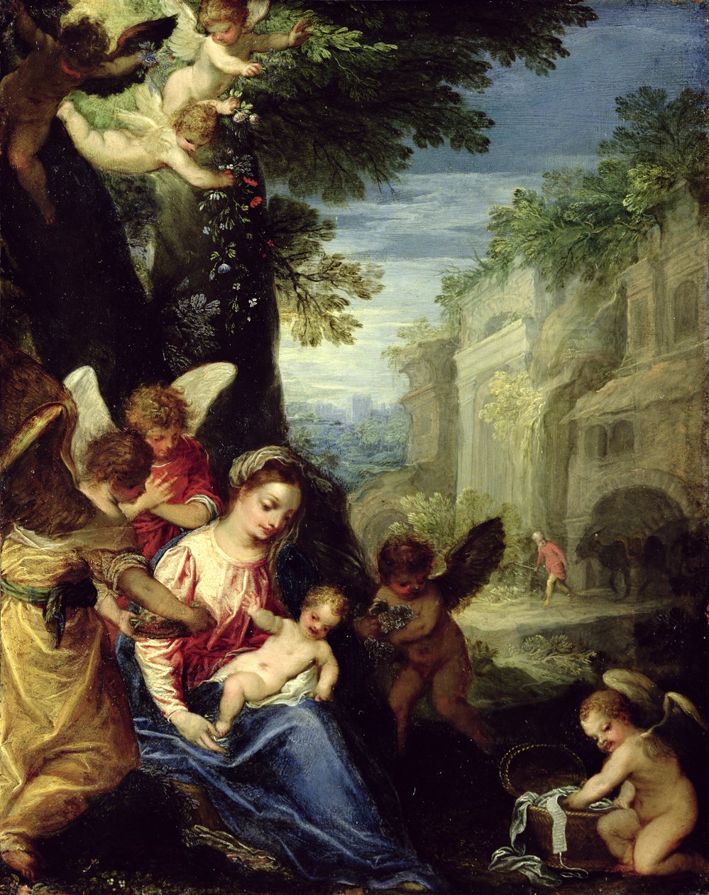 Rest during the Flight into Egypt, 1597 (oil on copper) av Hans I or Johann Rottenhammer
