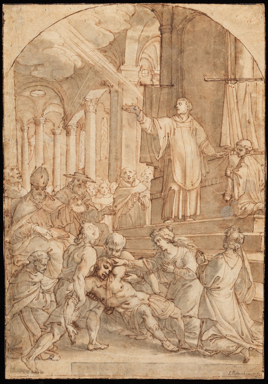 Ett helgons mirakel av Hans I or Johann Rottenhammer