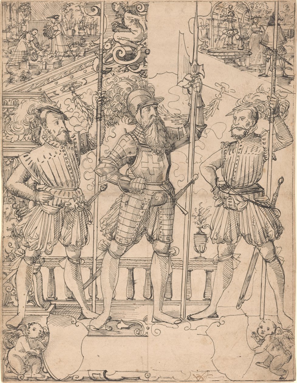 Halberdier och Two Pikemen av Hans Jakob Plepp