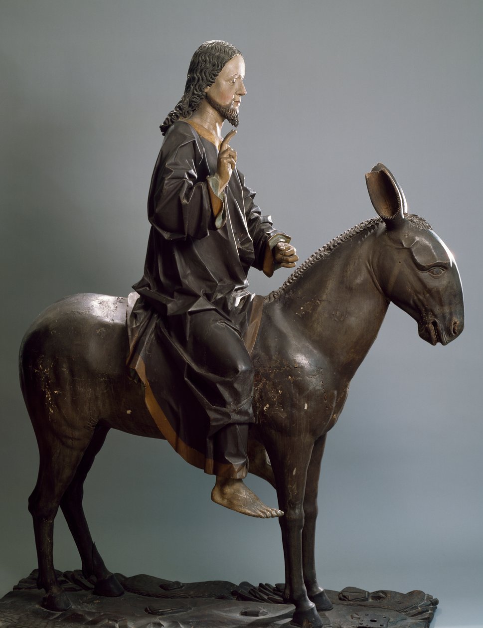 Kristus på åsnan, ca 1498, av Hans Klocker (aktiv ca 1478-1500), polykrom trästaty, Italien av Hans Klocker