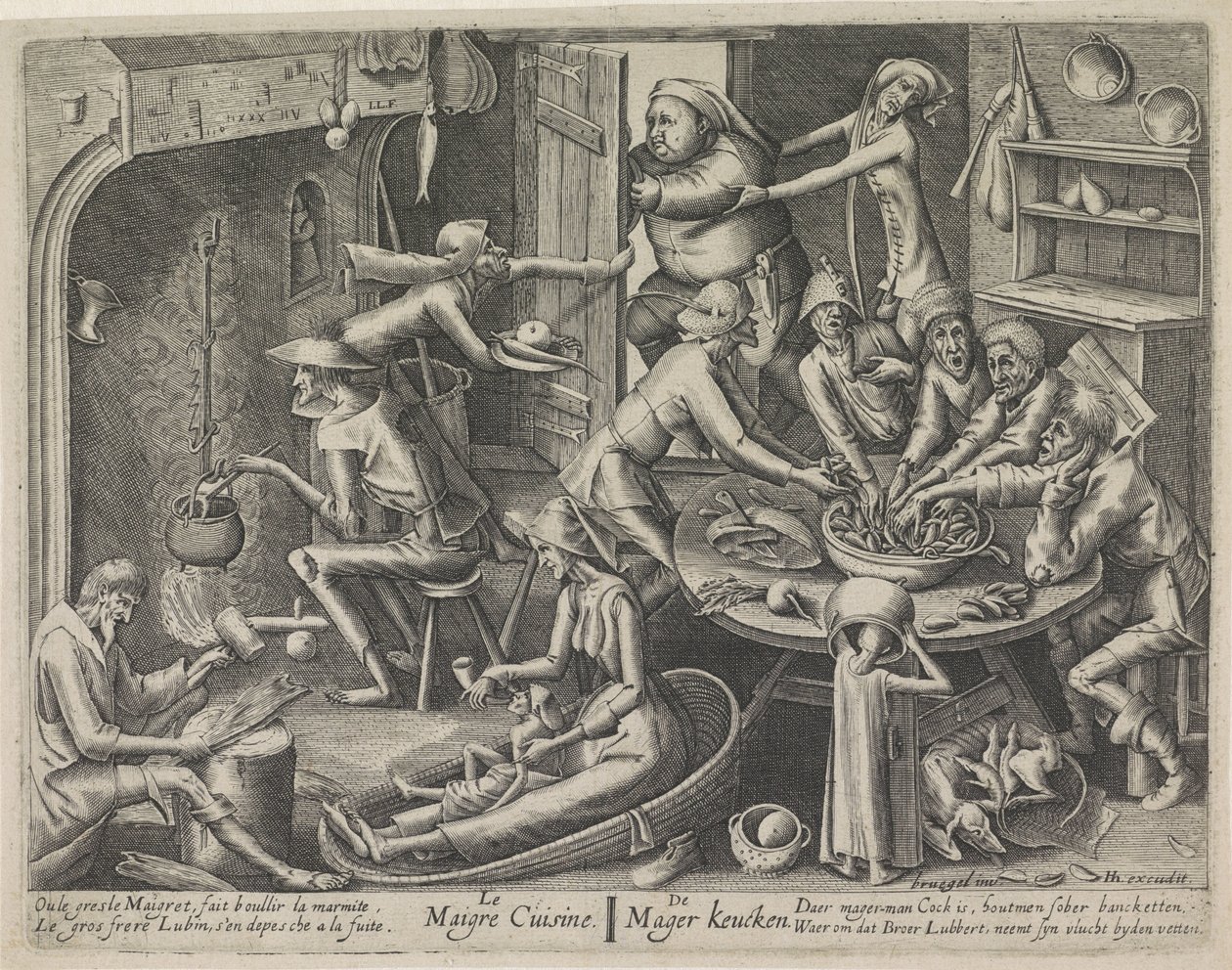 magert kök Le Maigre Cuisine / The Skinny Keucken (titel på objekt) Magert kök och det feta köket (serietitel) av Hans Liefrinck (I) (possibly)
