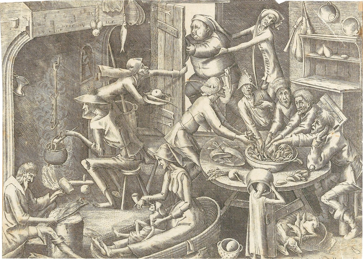 Det fattiga köket efter Pieter Brueghel I, ca 1563. av Hans Liefrinck the Elder