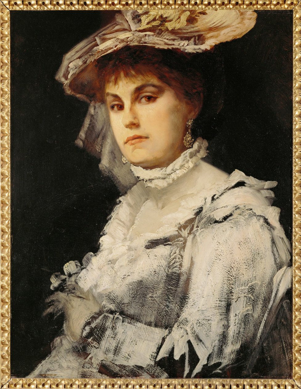 Amalie Makart, första hustrun till målaren ... (målning på trä) av Hans Makart