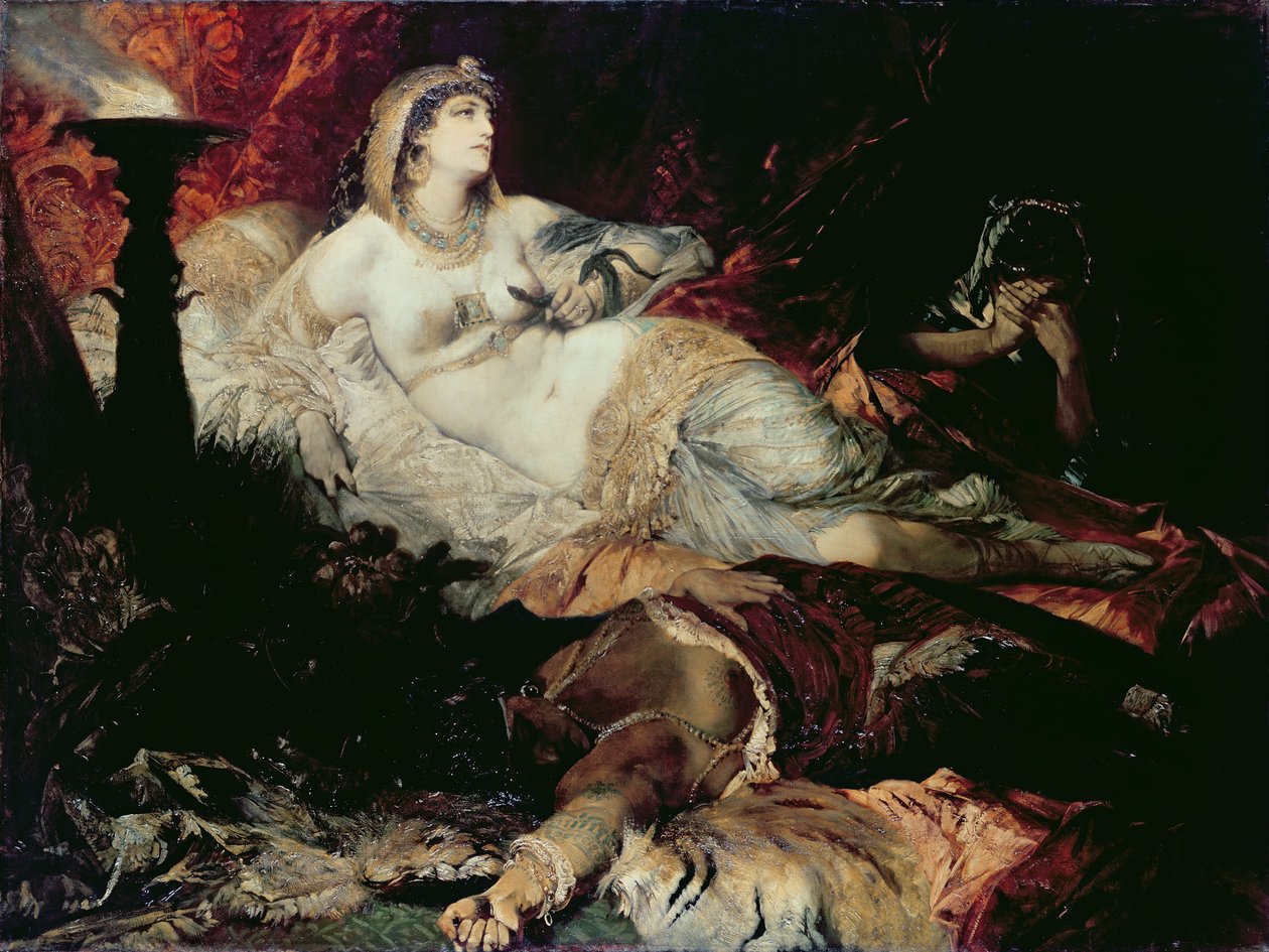 Cleopatras död (olja på duk) av Hans Makart