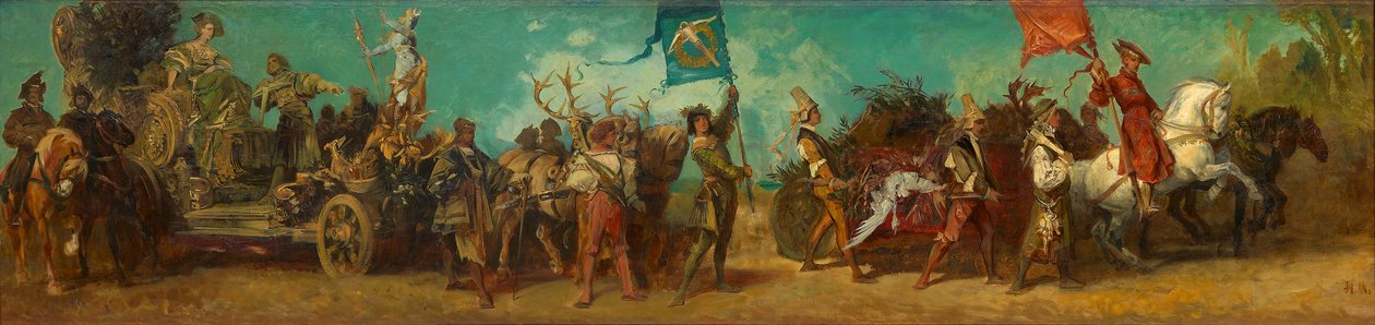 Skiss till festtåget 1879 – Jaktens festvagn av Hans Makart