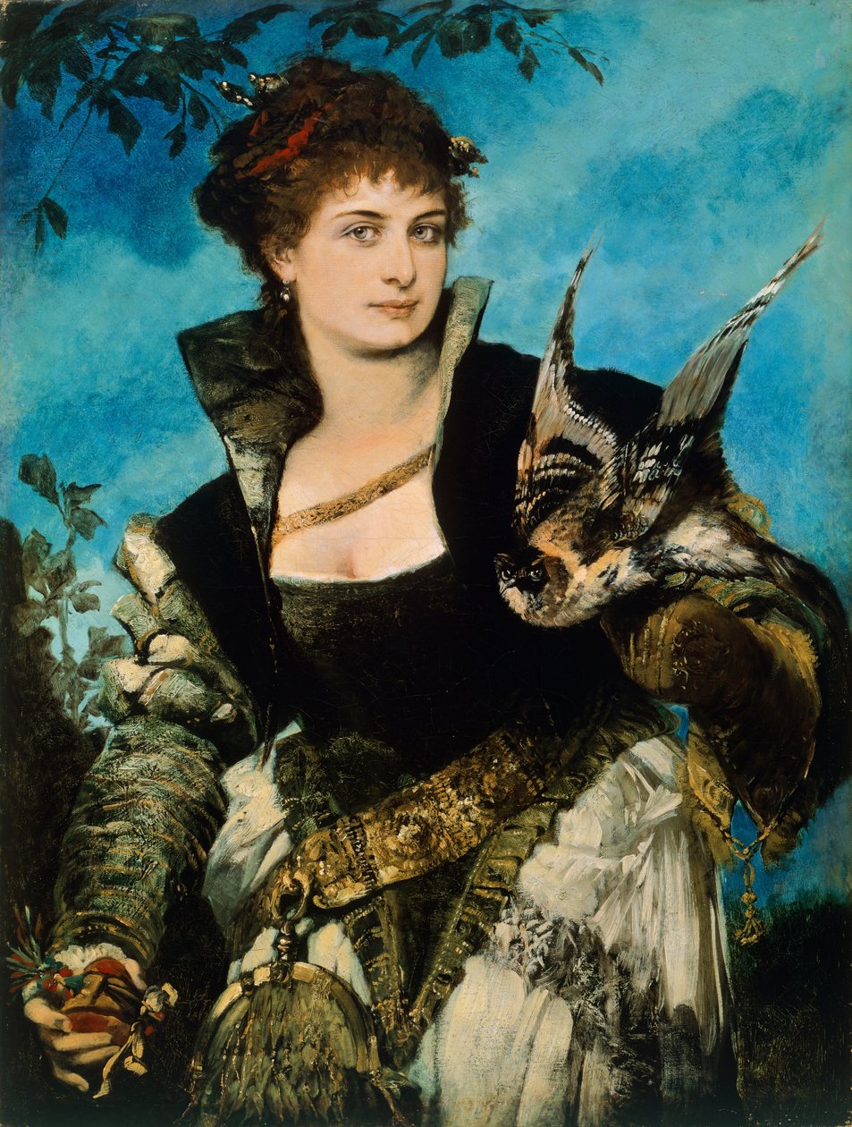 Falkonerare av Hans Makart (1840-1884), olja på duk av Hans Makart