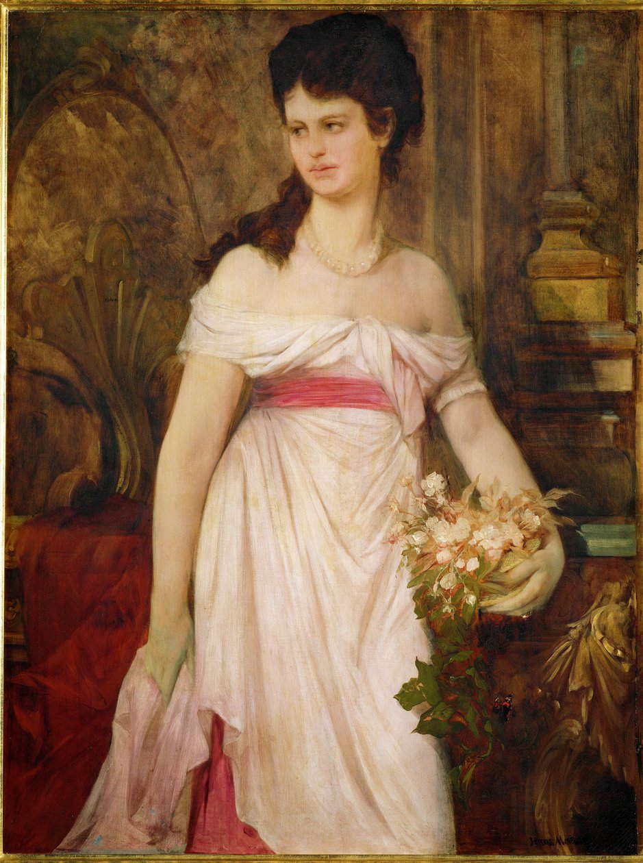 Dam i vitt ... (målning på duk) av Hans Makart
