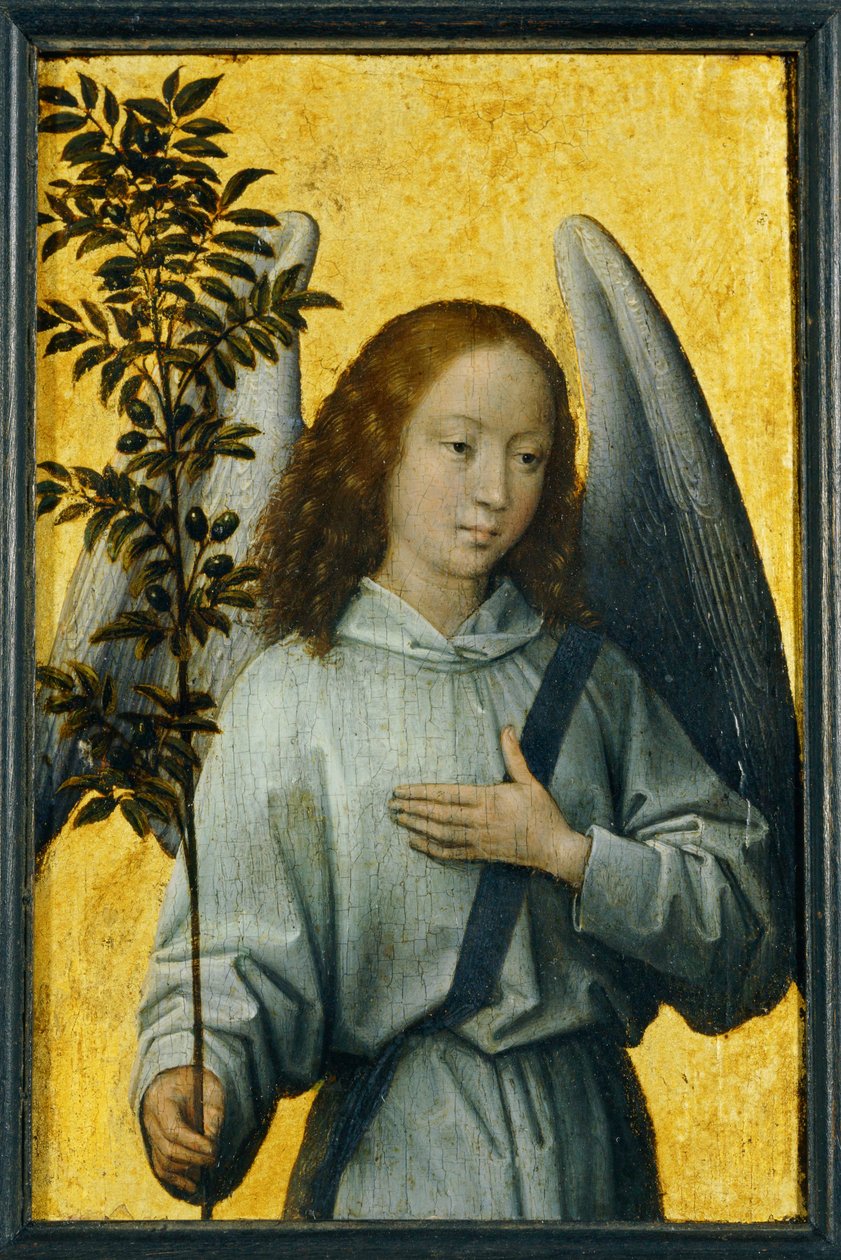 Ängel med olivkvist, symbol för den gudomliga freden... av Hans Memling