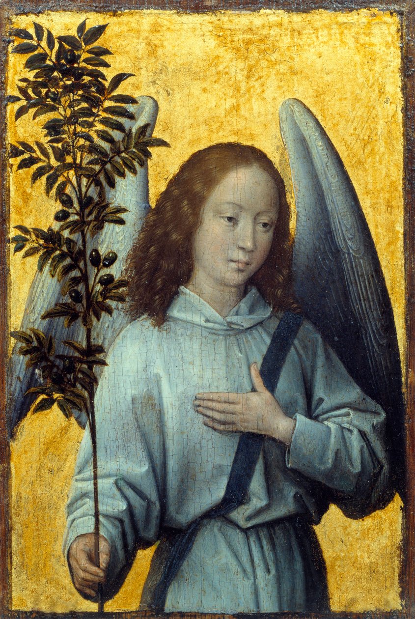 Ängel som håller en olivkvist Målning av Hans Memling (1435-1494) (ec.flam.) 1400-talet sön. 1,64x1,1 m Paris, Louvren av Hans Memling