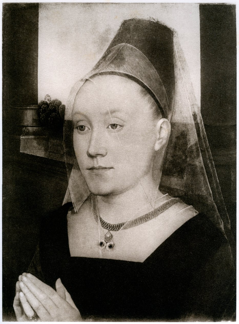 Barbara Van Vlaenderbergh, hustru till Guillaume Moreel, c1480, 1927 av Hans Memling