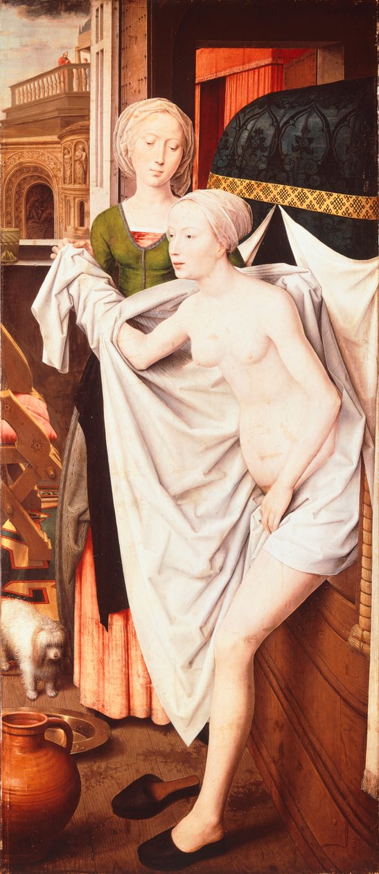 Batseba vid hennes bad, ca 1485 (målning) av Hans Memling