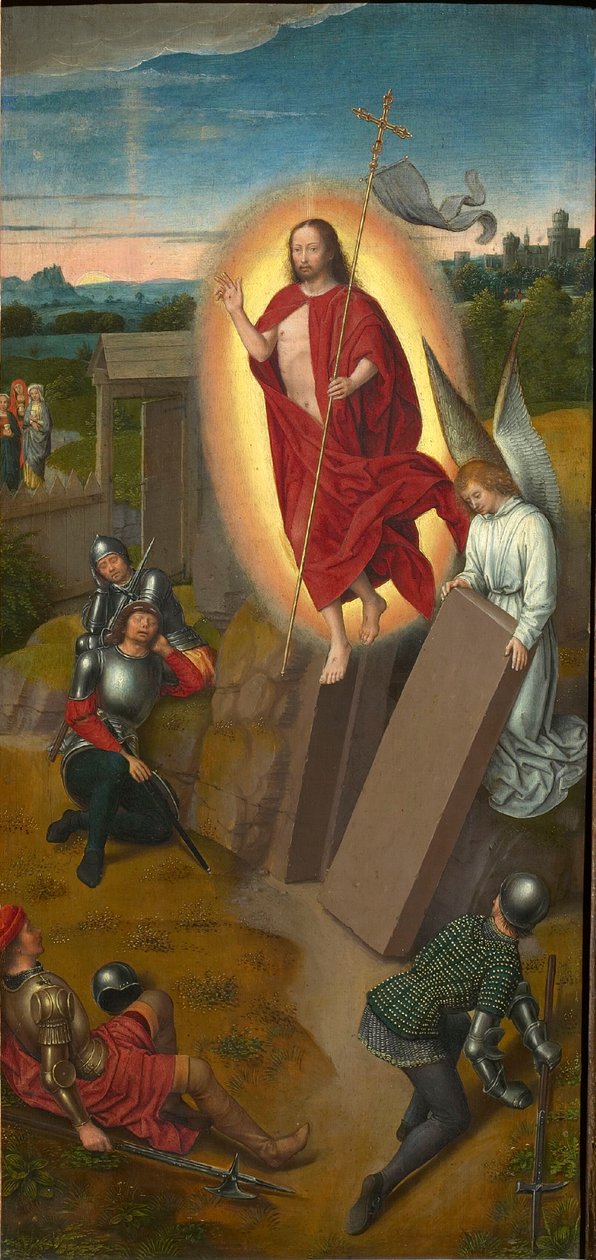 Golgata Triptych: The Resurrection, högra flygeln, 1480-talet. av Hans Memling
