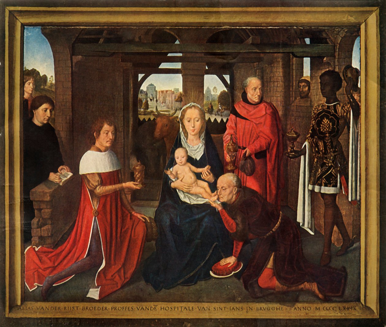Centralpanel från triptyk Magiernas tillbedjan, 1479-1480. av Hans Memling