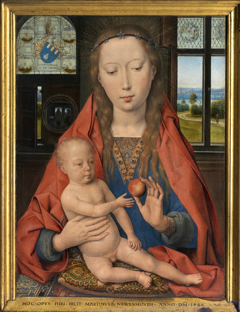Detalj av Maarten van Nieuwenhoves diptyk av Hans Memling