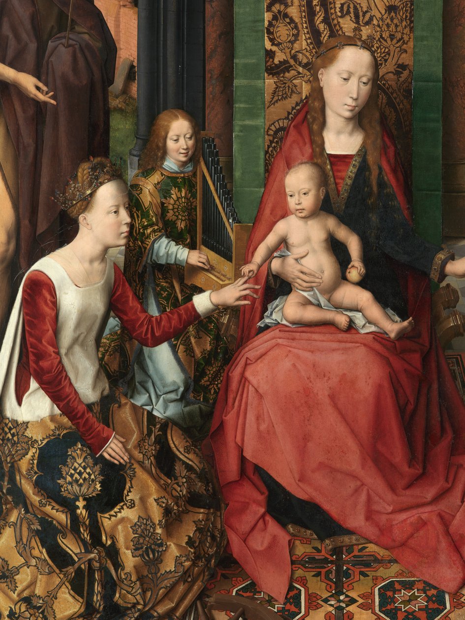 Detalj av centralpanelen i Triptyken av Johannes Döparen och Sankt Johannes evangelisten av Hans Memling