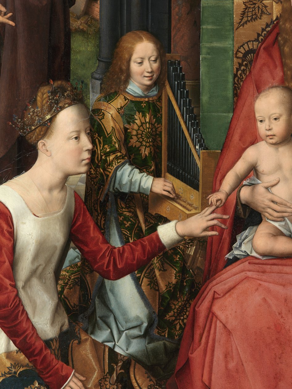 Detalj av centralpanelen i Triptyken av Johannes Döparen och Sankt Johannes evangelisten av Hans Memling