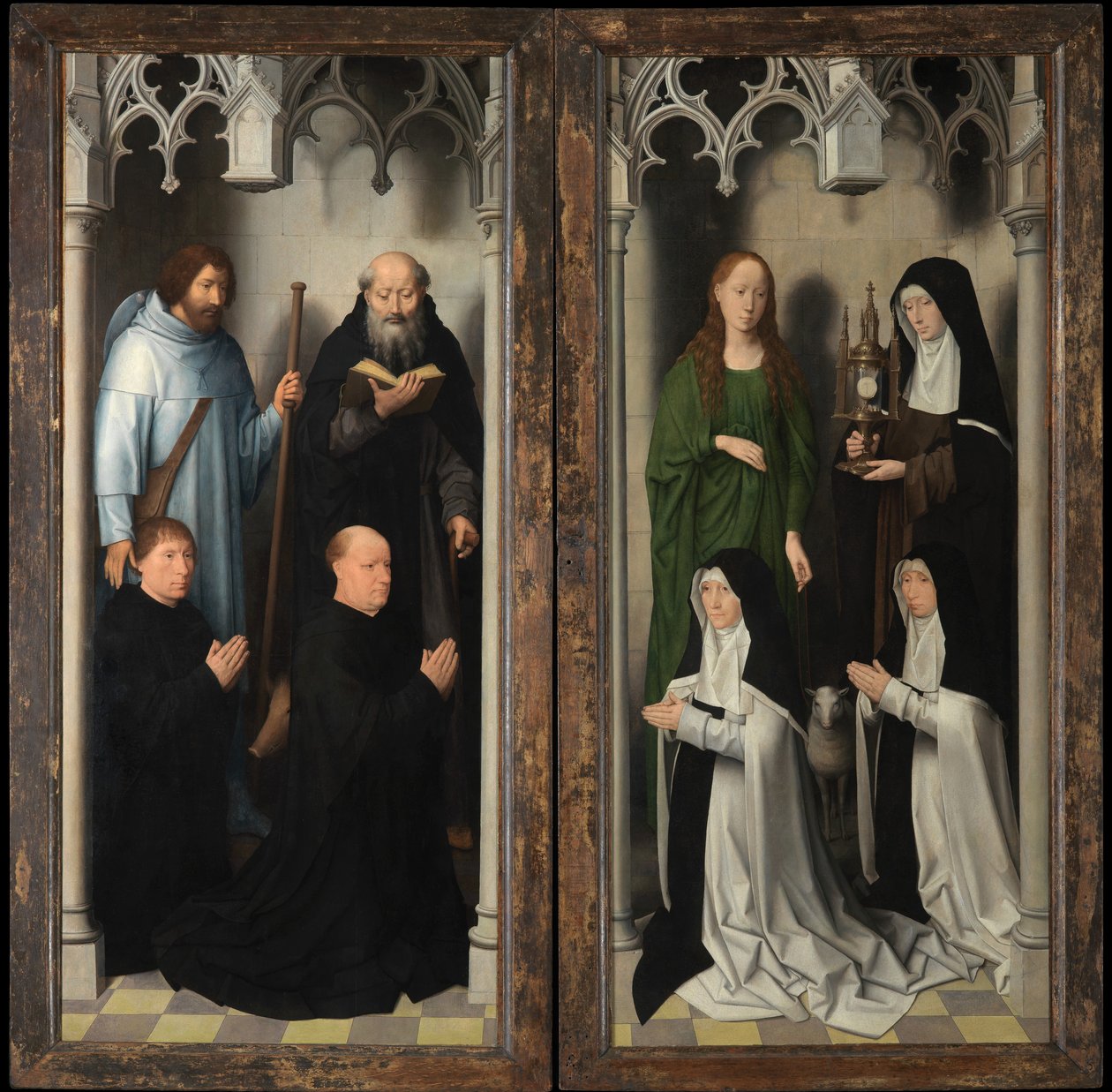 Exteriör av Triptyken av Johannes Döparen och Sankt Johannes evangelisten av Hans Memling