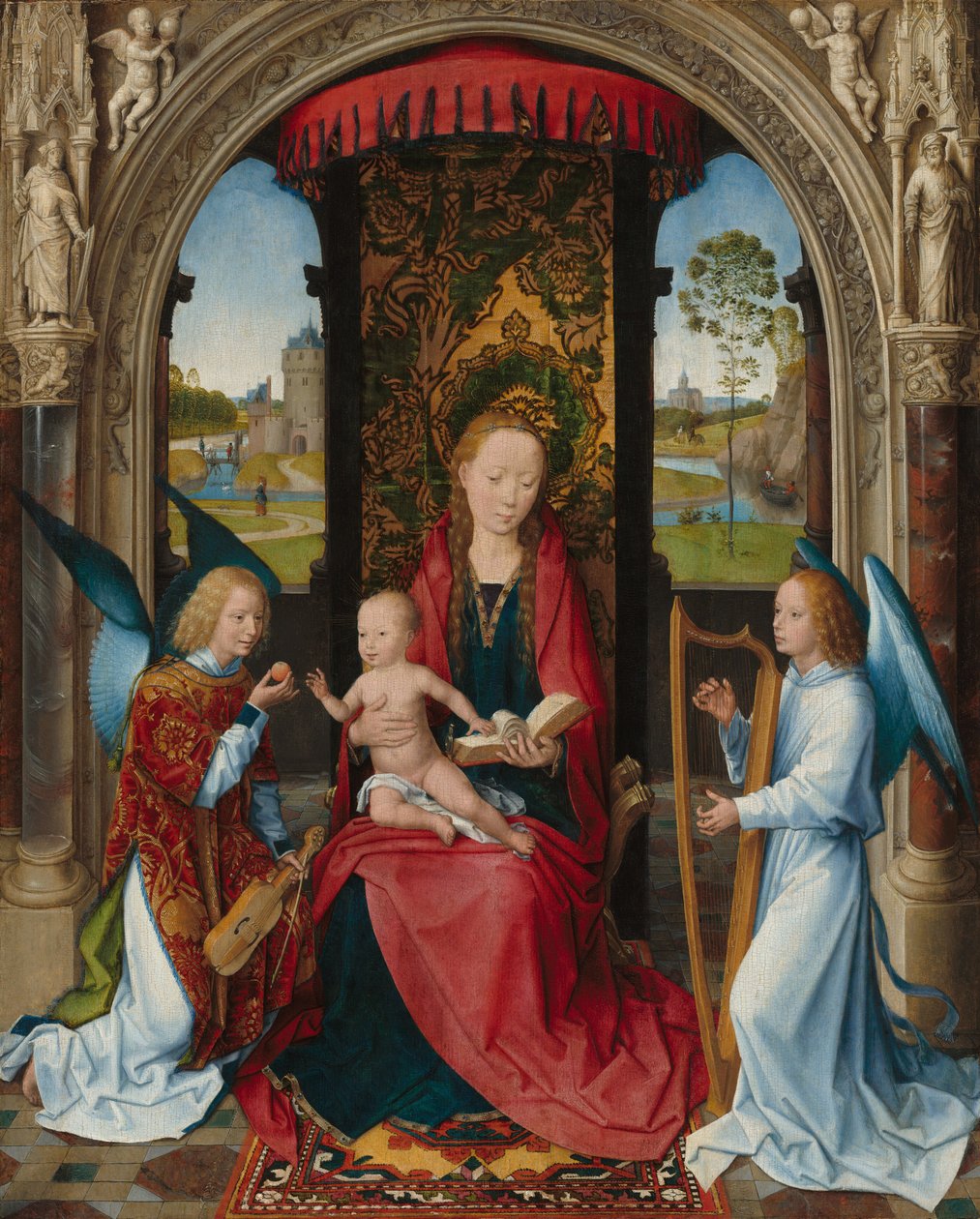 Madonna och barn med änglar av Hans Memling