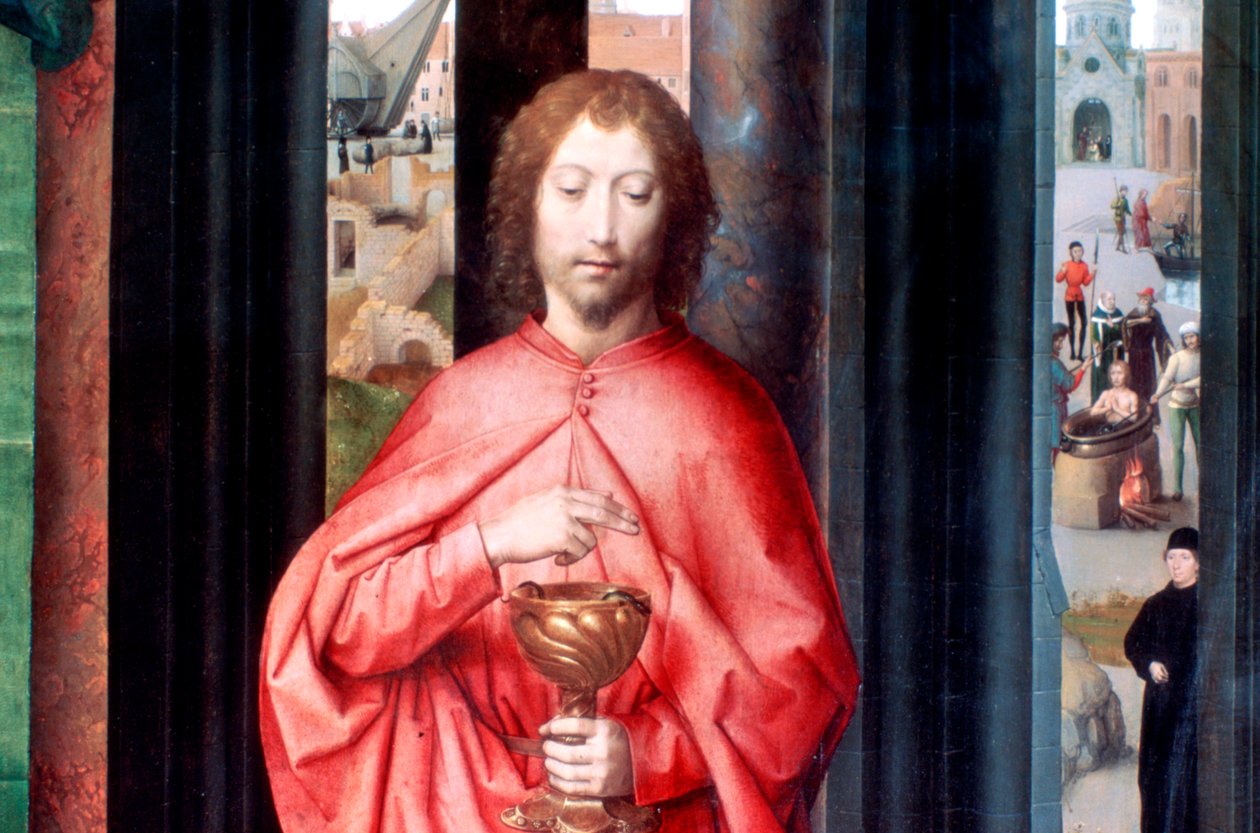 Mystisk äktenskap mellan St. Catherine och andra heliga, detalj, c1453-1494 av Hans Memling